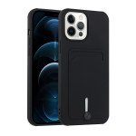 Wholesale Card Slot Armor Hybrid Case for Apple iPhone 13 [6.1] (Black)